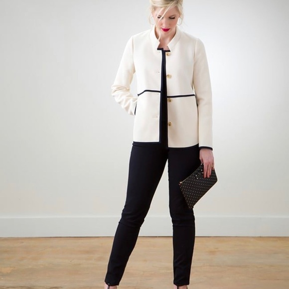 J. Crew off white Tipped Twill blazer jacket NWOT size 6 - Picture 11 of 11